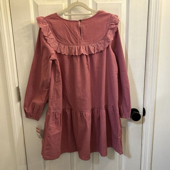 NWT Cat & Jack Girls Eyelet Ruffle Long Sleeve Dress – Mauve Size XXL (18) - Picture 2 of 15